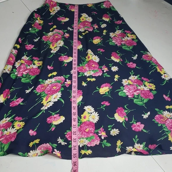 Vintage Lauren Ralph Lauren Womens Silk Floral Maxi Dress Size S Bohemian Y2K - Picture 11 of 16